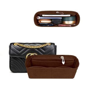 3612 Purse Organizer Insert with Zipper for GG Marmont Insert Matelasse